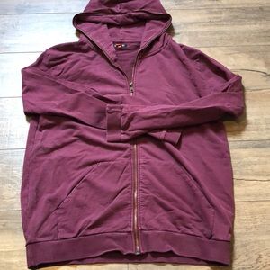 Maroon lightweight zip up hoodie